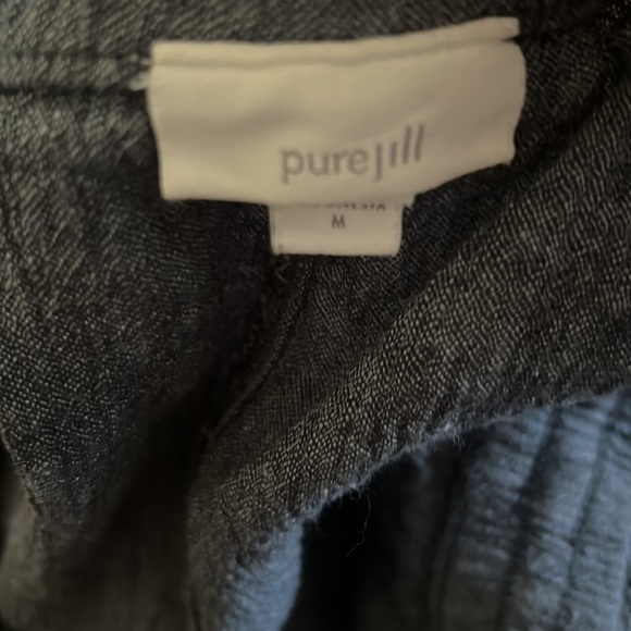 J. Jill Purejill Linen and Cotten Crop Navy crinkle crop pants M - Picture 3 of 4